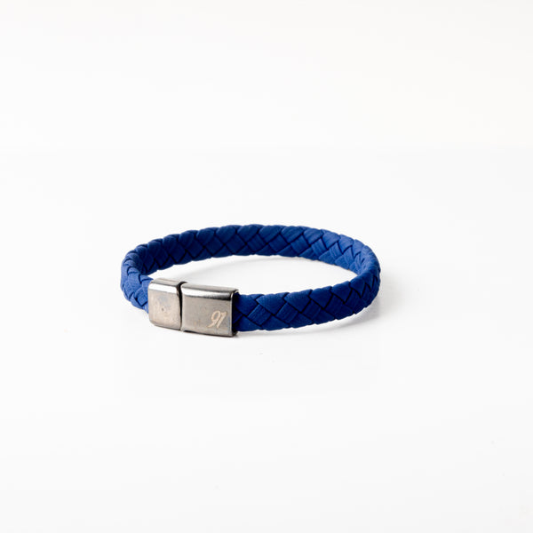 Blue Leather Bracelet