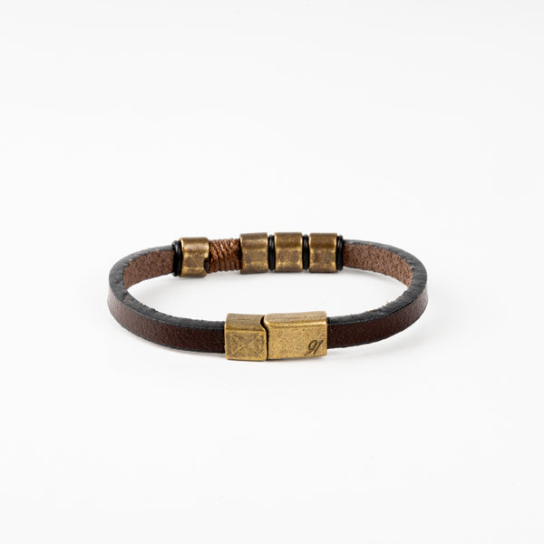 Metal Brown Leather Bracelet