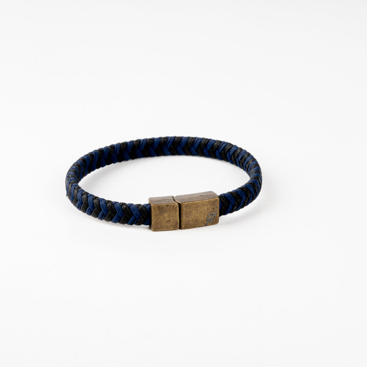 Blue and Black Leather Bracelet