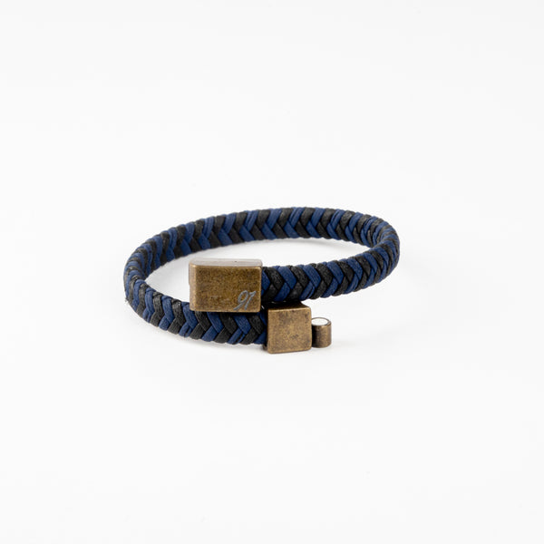 Blue and Black Leather Bracelet